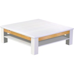 Couchtisch 120x120 Rio Classico Snow Honig massiver Pinien Holztisch mit Ablage