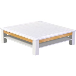 Couchtisch 140x140 Rio Classico Snow Honig mit Ablage massive Pinie  - Tischplatte mit Sperrholzeinlage