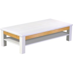 Couchtisch 150x73 Rio Classico Snow Honig massiver Pinien Holztisch mit Ablage