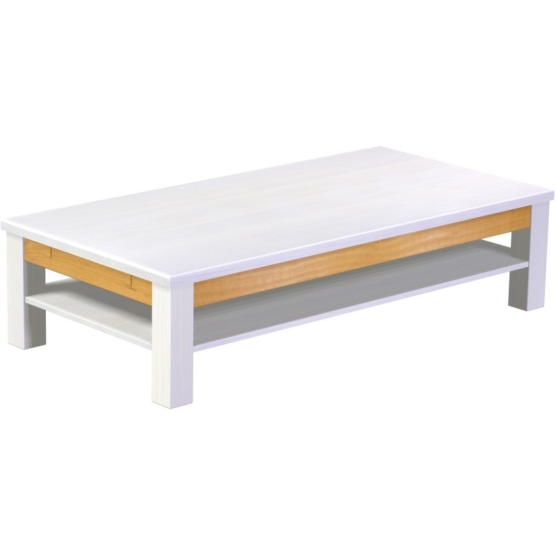 Couchtisch 160x80 Rio Classico Snow Honig massiver Pinien Holztisch mit Ablage