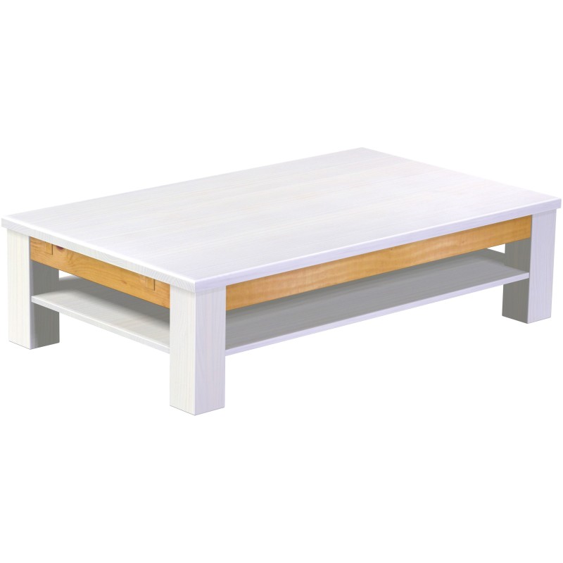 Couchtisch 150x90 Rio Classico Snow Honig massiver Pinien Holztisch mit Ablage