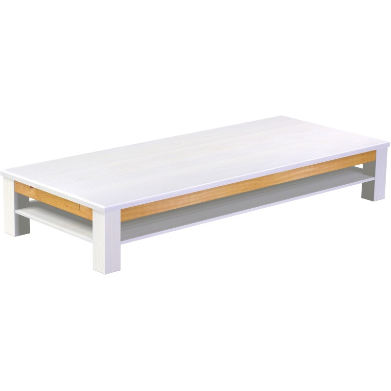 Couchtisch 240x100 Rio Classico Snow Honig massiver Pinien Holztisch mit Ablage