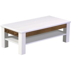 Couchtisch 115x56 Rio Classico Snow Eiche massiver Pinien Holztisch mit Ablage