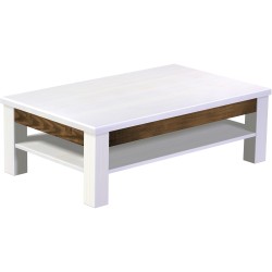 Couchtisch 120x73 Rio Classico Snow Eiche massiver Pinien Holztisch mit Ablage