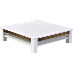 Couchtisch 140x140 Rio Classico Snow Eiche mit Ablage massive Pinie  - Tischplatte mit Sperrholzeinlage