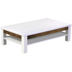 Couchtisch 140x80 Rio Classico Snow Eiche massiver Pinien Holztisch mit Ablage