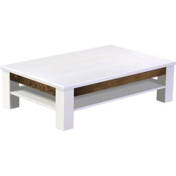 Couchtisch 140x90 Rio Classico Snow Eiche massiver Pinien Holztisch mit Ablage