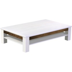 Couchtisch 160x100 Rio Classico Snow Eiche massiver Pinien Holztisch mit Ablage