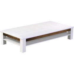 Couchtisch 200x100 Rio Classico Snow Eiche massiver Pinien Holztisch mit Ablage