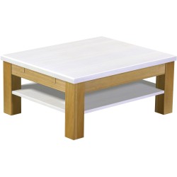 Couchtisch 90x73 Rio Classico Brasil Platte weiss massiver Pinien Holztisch mit Ablage