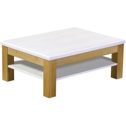 Couchtisch 100x73 Rio Classico Brasil Platte weiss massiver Pinien Holztisch mit Ablage