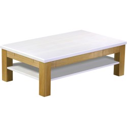 Couchtisch 120x73 Rio Classico Brasil Platte weiss massiver Pinien Holztisch mit Ablage