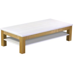 Couchtisch 150x73 Rio Classico Brasil Platte weiss massiver Pinien Holztisch mit Ablage