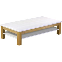 Couchtisch 160x80 Rio Classico Brasil Platte weiss massiver Pinien Holztisch mit Ablage