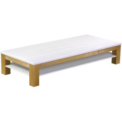 Couchtisch 208x90 Rio Classico Brasil Platte weiss massiver Pinien Holztisch mit Ablage