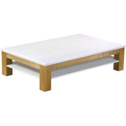 Couchtisch 160x100 Rio Classico Brasil Platte weiss massiver Pinien Holztisch mit Ablage