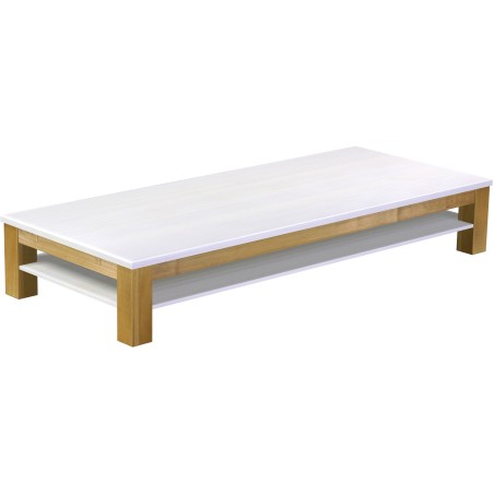 Couchtisch 240x100 Rio Classico Brasil Platte weiss massiver Pinien Holztisch mit Ablage