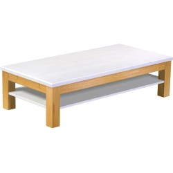 Couchtisch 150x73 Rio Classico Honig Platte weiss massiver Pinien Holztisch mit Ablage