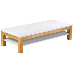 Couchtisch 170x73 Rio Classico Honig Platte weiss massiver Pinien Holztisch mit Ablage