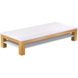 Couchtisch 208x90 Rio Classico Honig Platte weiss massiver Pinien Holztisch mit Ablage