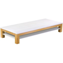 Couchtisch 240x100 Rio Classico Honig Platte weiss massiver Pinien Holztisch mit Ablage