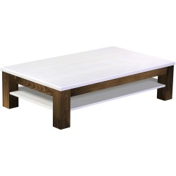 Couchtisch 150x90 Rio Classico Eiche Platte weiss massiver Pinien Holztisch mit Ablage