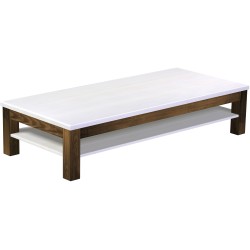 Couchtisch 180x80 Rio Classico Eiche Platte weiss massiver Pinien Holztisch mit Ablage