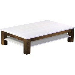 Couchtisch 160x100 Rio Classico Eiche Platte weiss massiver Pinien Holztisch mit Ablage