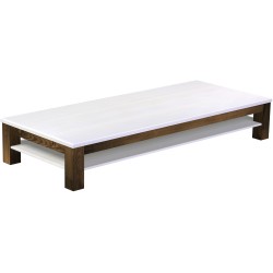 Couchtisch 240x100 Rio Classico Eiche Platte weiss massiver Pinien Holztisch mit Ablage