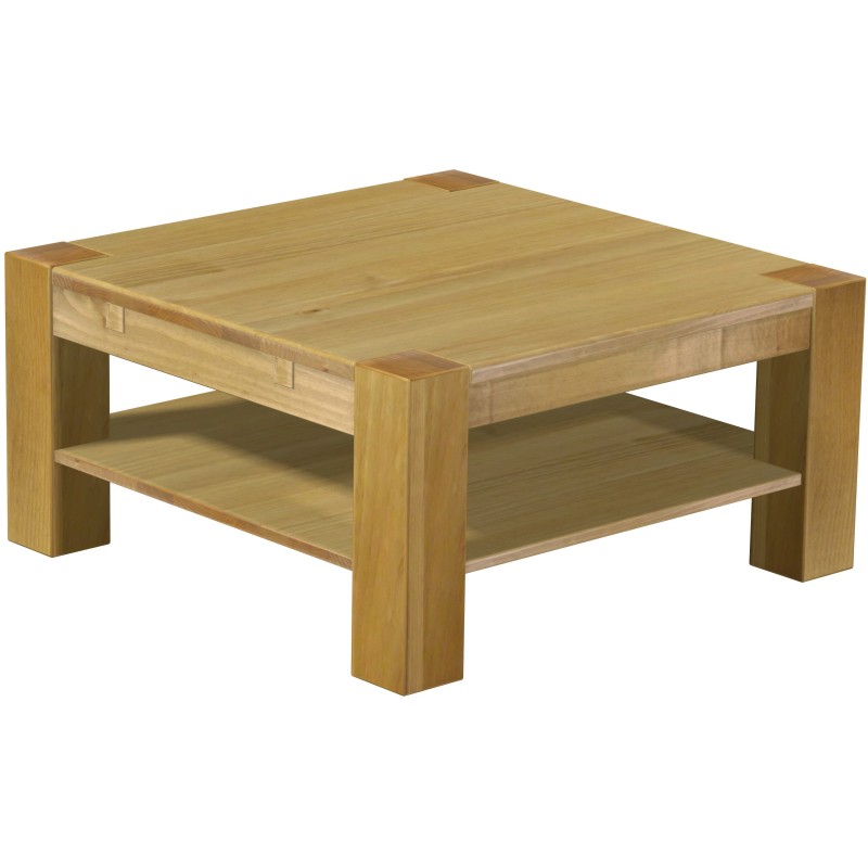 Couchtisch 90x90 Rio Kanto Brasil massiver Pinien Holztisch mit Ablage