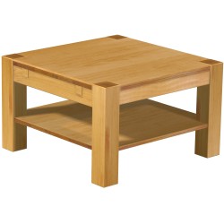 Couchtisch 73x73 Rio Kanto Honig massiver Pinien Holztisch mit Ablage