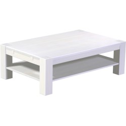 Couchtisch 140x90 Rio Kanto Pinie Weiss massiver Pinien Holztisch mit Ablage