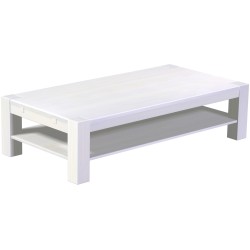 Couchtisch 180x90 Rio Kanto Pinie Weiss massiver Pinien Holztisch mit Ablage