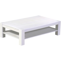 Couchtisch 160x100 Rio Kanto Pinie Weiss massiver Pinien Holztisch mit Ablage