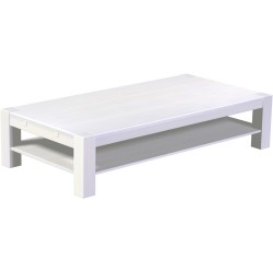 Couchtisch 200x100 Rio Kanto Pinie Weiss massiver Pinien Holztisch mit Ablage