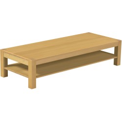 Couchtisch 200x80 Rio Kanto Eiche hell massiver Pinien Holztisch mit Ablage