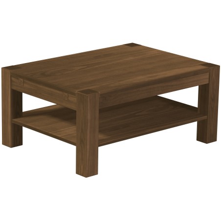 Couchtisch 100x73 Rio Kanto Nussbaum massiver Pinien Holztisch mit Ablage