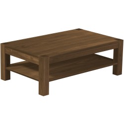 Couchtisch 130x80 Rio Kanto Nussbaum massiver Pinien Holztisch mit Ablage