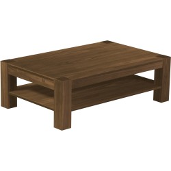 Couchtisch 140x90 Rio Kanto Nussbaum massiver Pinien Holztisch mit Ablage