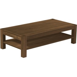 Couchtisch 160x80 Rio Kanto Nussbaum massiver Pinien Holztisch mit Ablage