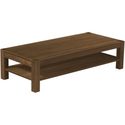 Couchtisch 180x80 Rio Kanto Nussbaum massiver Pinien Holztisch mit Ablage