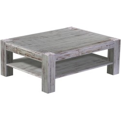 Couchtisch 120x90 Rio Kanto Shabby Eiche massiver Pinien Holztisch mit Ablage