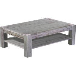 Couchtisch 140x90 Rio Kanto Shabby Eiche massiver Pinien Holztisch mit Ablage