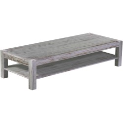 Couchtisch 200x80 Rio Kanto Shabby Eiche massiver Pinien Holztisch mit Ablage