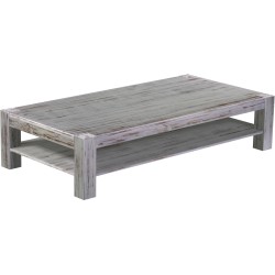 Couchtisch 200x100 Rio Kanto Shabby Eiche massiver Pinien Holztisch mit Ablage