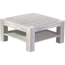 Couchtisch 90x90 Rio Kanto Shabby Brasil massiver Pinien Holztisch mit Ablage