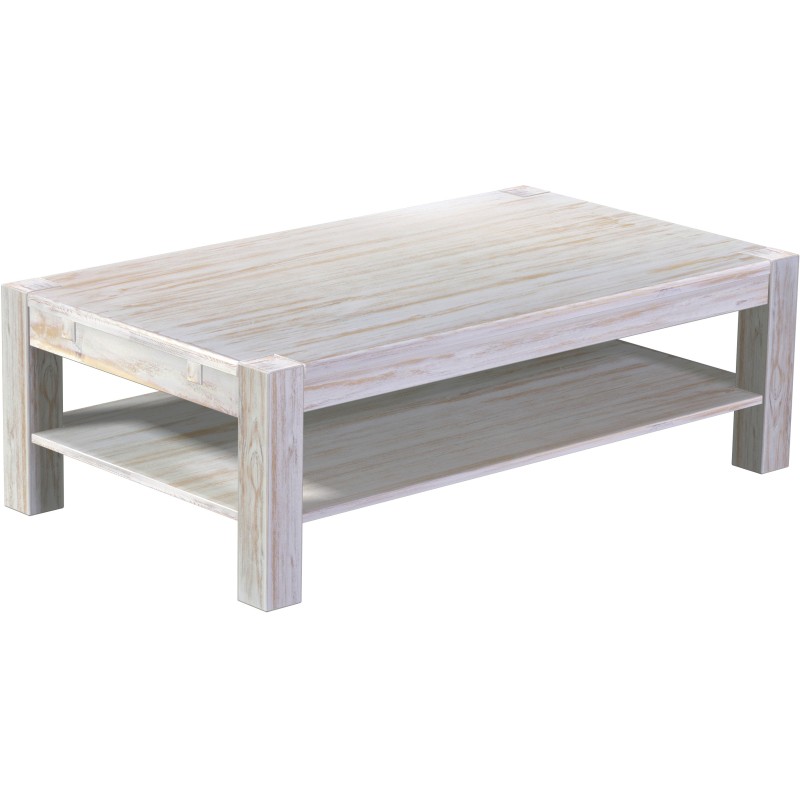 Couchtisch 140x80 Rio Kanto Shabby Brasil massiver Pinien Holztisch mit Ablage