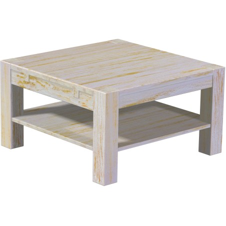 Couchtisch 80x80 Rio Kanto Shabby Honig massiver Pinien Holztisch mit Ablage