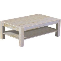 Couchtisch 130x80 Rio Kanto Shabby Honig massiver Pinien Holztisch mit Ablage