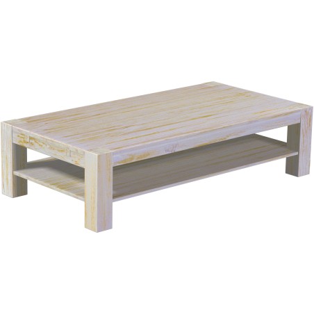 Couchtisch 180x90 Rio Kanto Shabby Honig massiver Pinien Holztisch mit Ablage